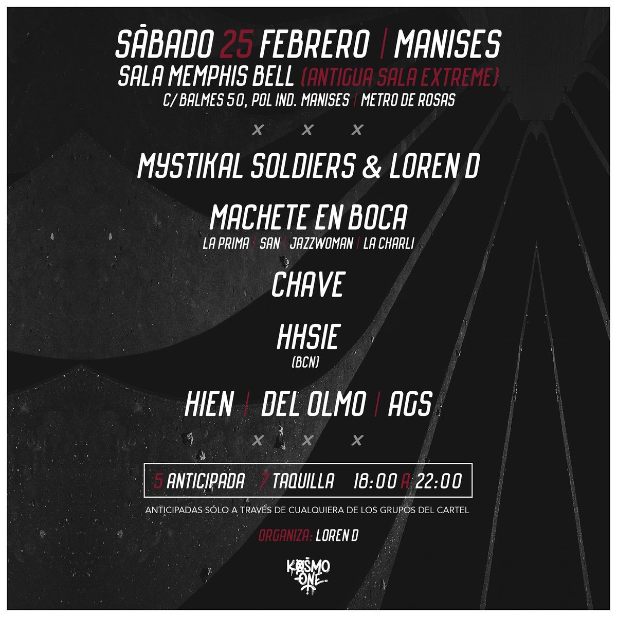 lorende77's tweet photo. Mañana 25F 18-22h Manises @Mystik_soldiers @LaPrimaVlcrap  #macheteenboca @chave_94 @YoSoyHHsie #periferianorte + afterparty, 5e vamosssss! https://t.co/UAXhAlIjPN