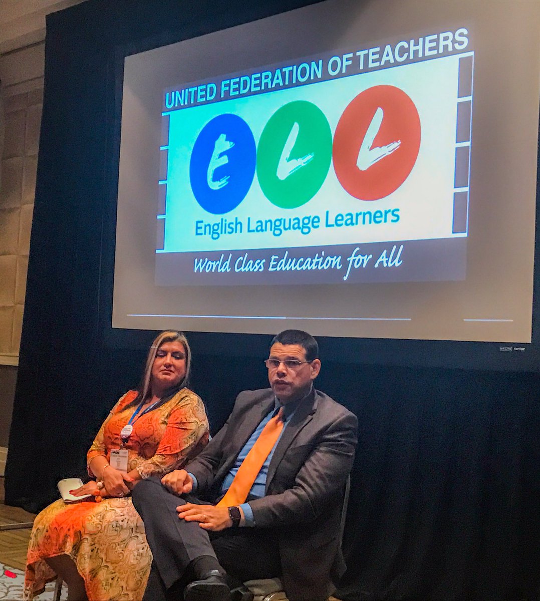 profe_c's tweet photo. @UFT VP &AFT VP DeJesus, our union wking closely w/ NYC DOE we're transforming lives of #ELLs NYC. Diagnose & Execute #SupportEll @NABEorg https://t.co/X5brw12WOm