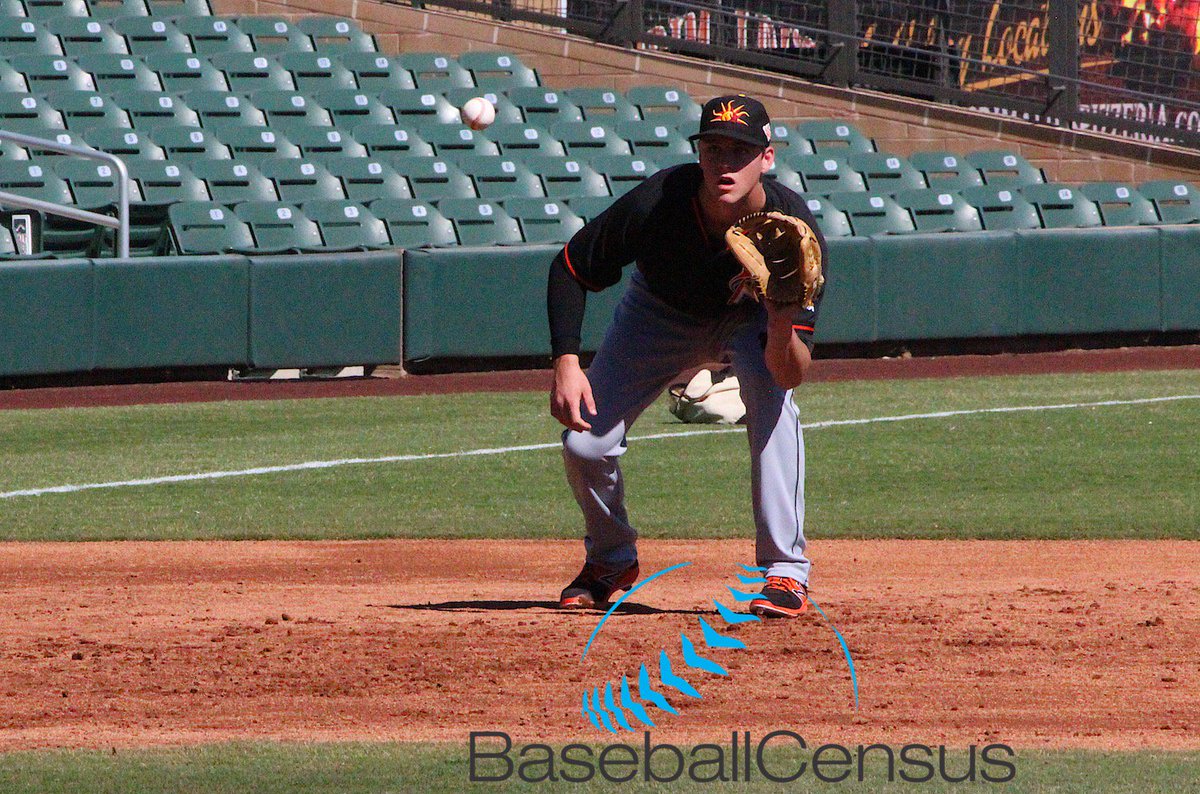 MinorLeagueBSB's tweet photo. #Marlins infielder Brian Anderson milliseconds from catching a line drive at third base https://t.co/FK38dJeTPZ