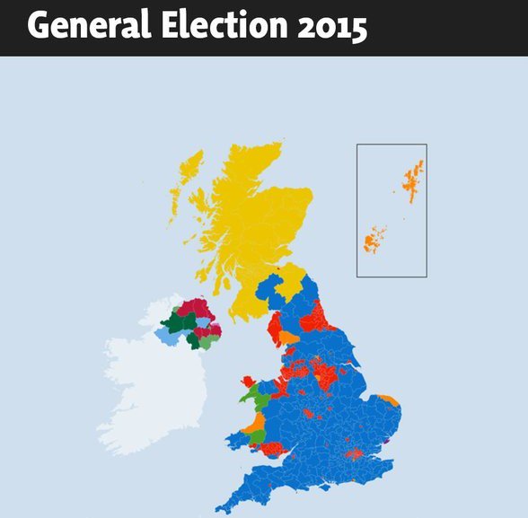 TigerTaggart's tweet photo. The eclipse of #Labour has less to do with #JeremyCorbyn than those who led party before him. #GeneralElection2015 map. #CorbynMustGo https://t.co/1pOD8M6Jmm