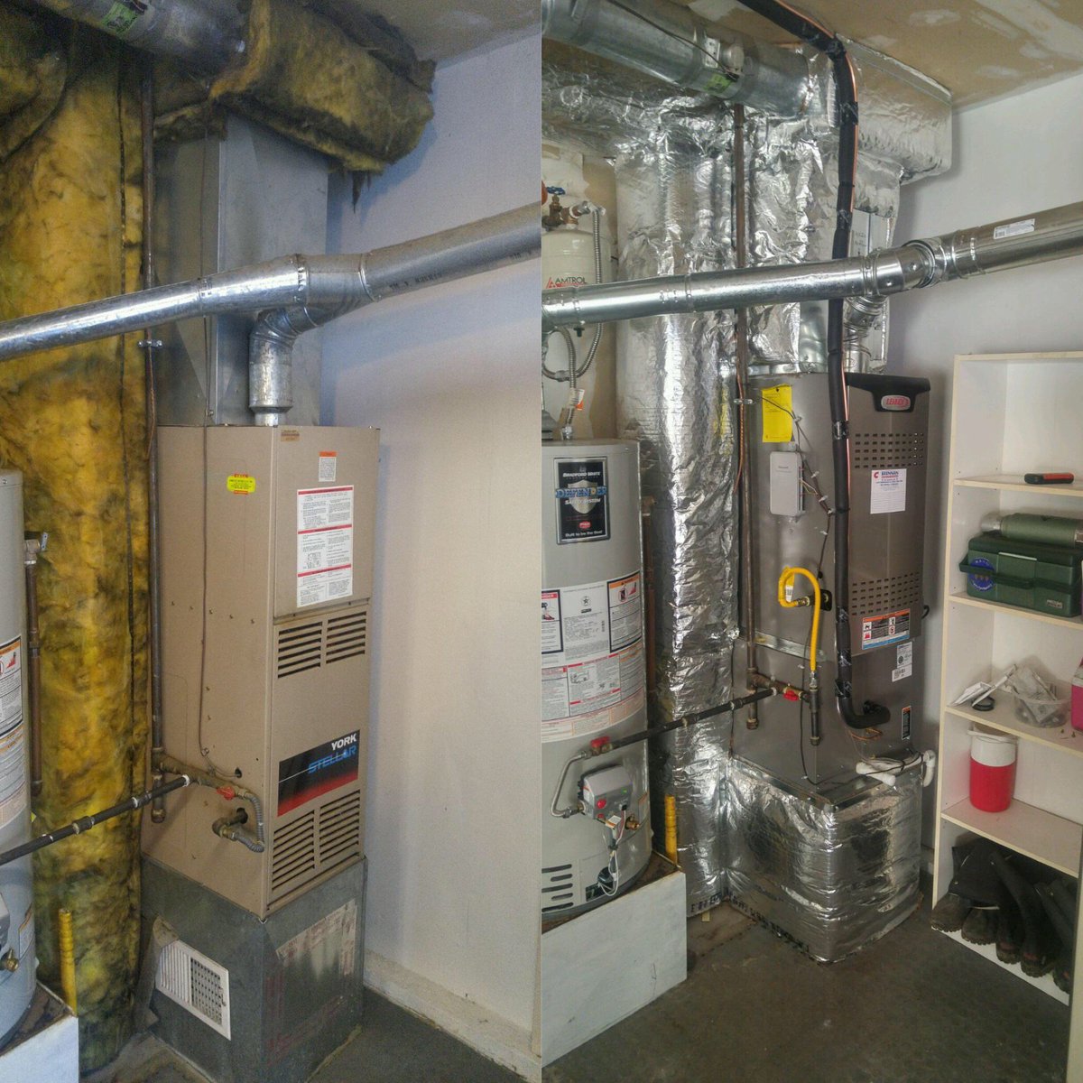 BrennanHeating's tweet photo. Another GREAT install! #teamworkmakesthedreamwork #brennanheating #hvac #installation #furnace #cleaninstallation #beforeandafter #install https://t.co/r9yaw1D7jN