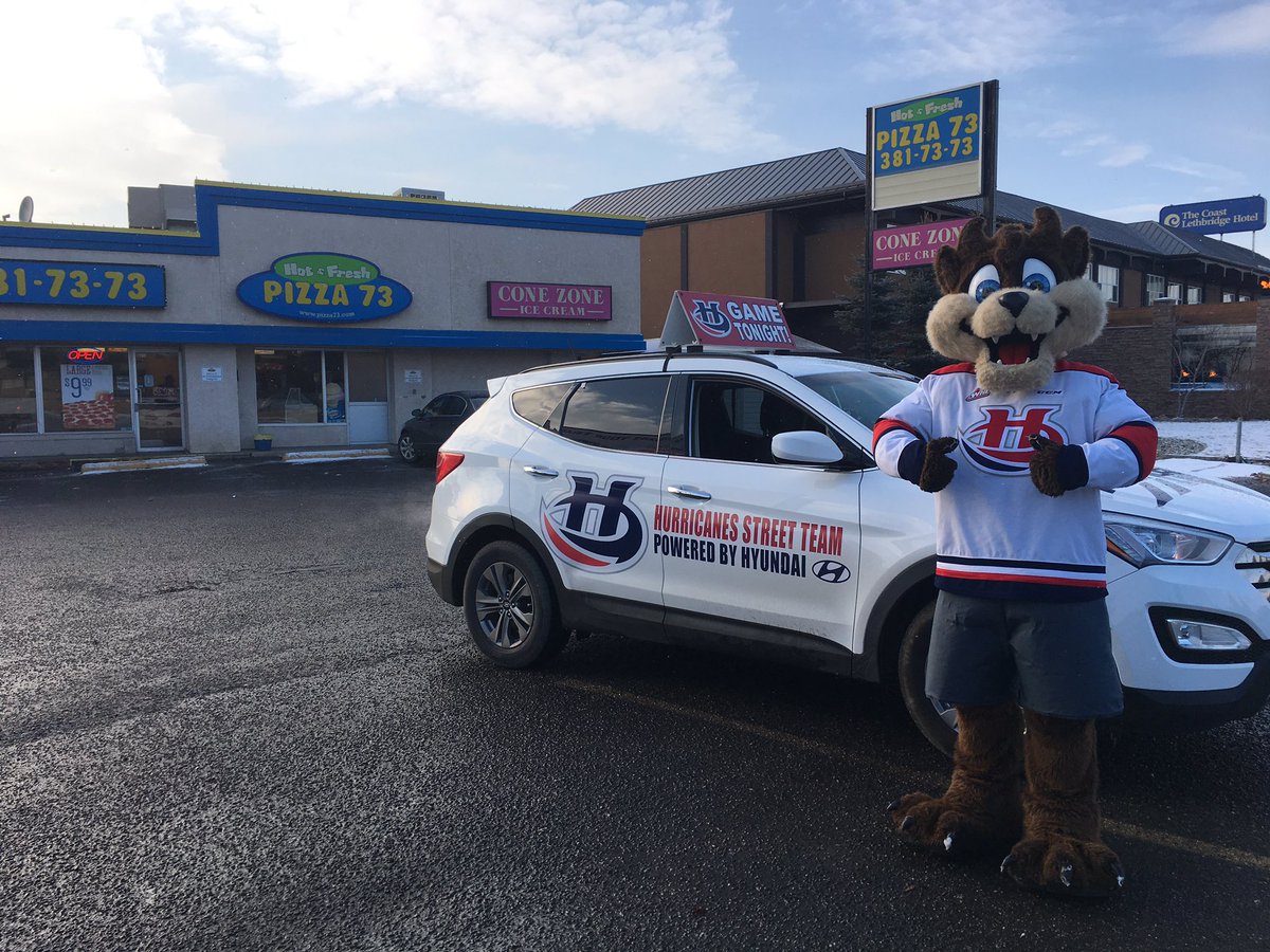WHLHurricanes's tweet photo. .@pizza73 New location for @CanesTwister and @LethHyundai #GameDaySantaFe
Still with tickets to give away if you stop in and say hi! #YQL https://t.co/lUeblquc0z