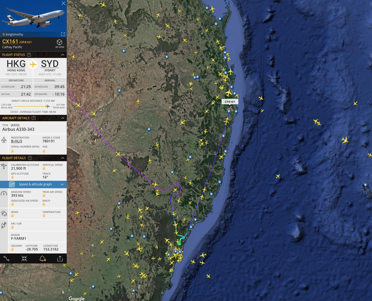 Jeroenolthofnl's tweet photo. Delta #DL41, #CX161, Qantas #QF130 are also diverted to @BrisbaneAirport "due to single runway operations while we conduct maintenance". https://t.co/sR8caDPWJV