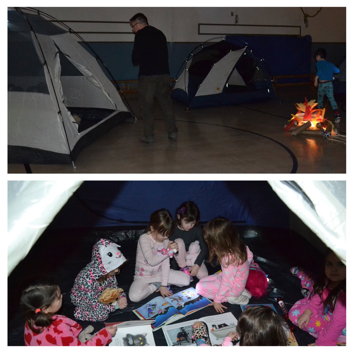 GrosvenorLearn's tweet photo. What is better than I Love to Read's Pajama Day, reading "in the great outdoors" with flashlights at a campsite?! #ilovetoreadmonth https://t.co/wIDkgqkdMw