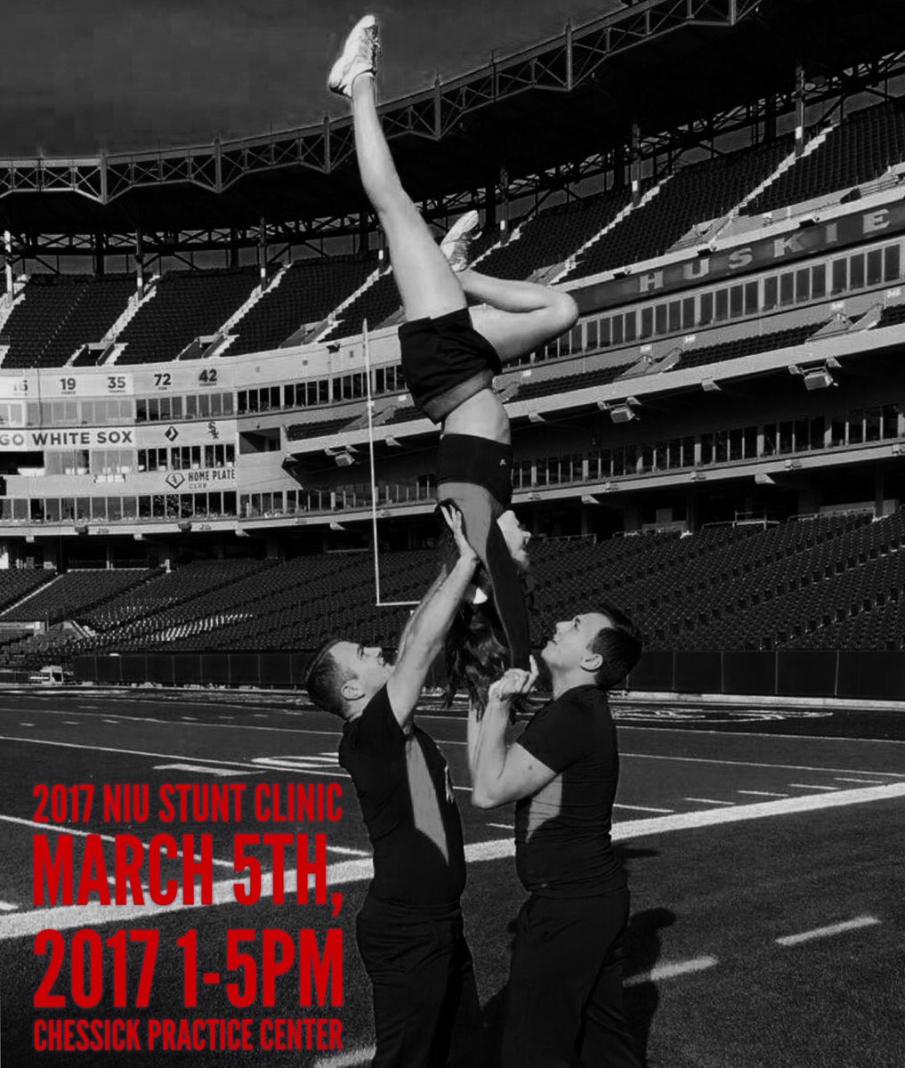 NIUCheerleading's tweet photo. Make sure to sign up for the 2017 NIU Stunt Clinic at https://t.co/zb7ZTuyXhl! 🐾#EPTS https://t.co/nPym1aiYsc