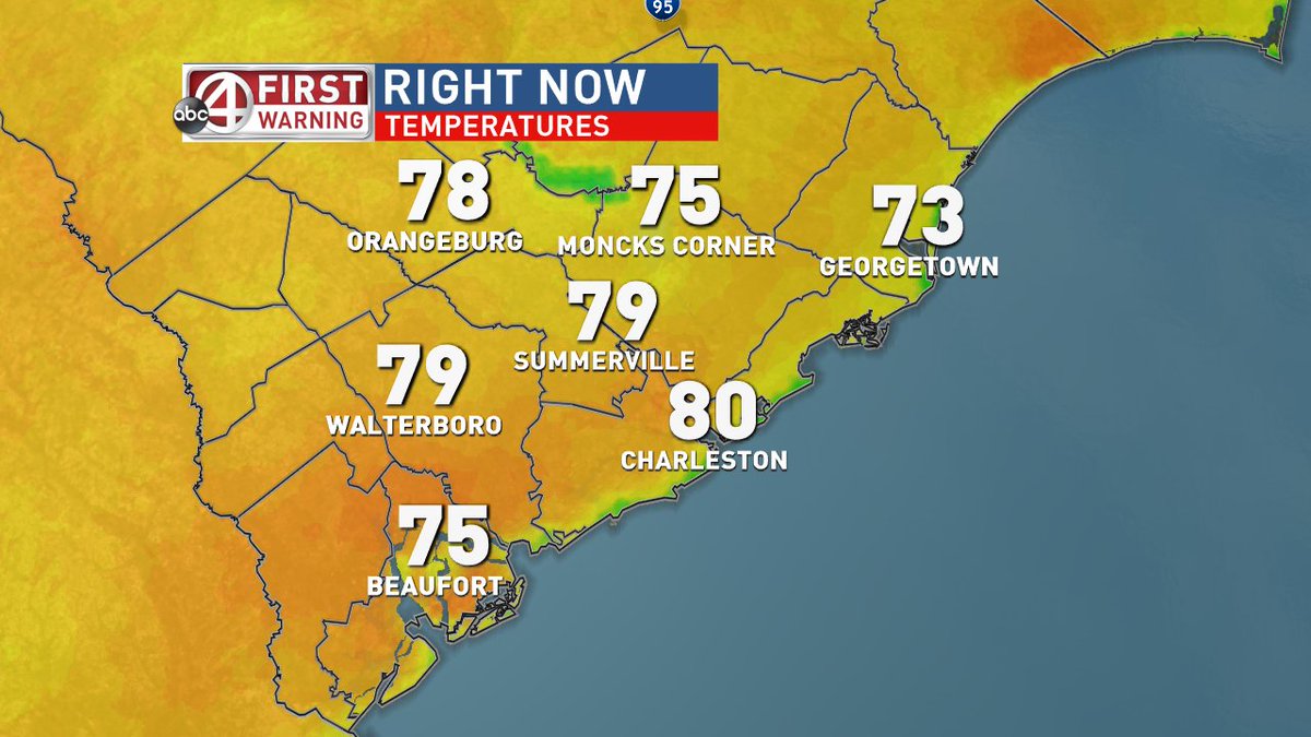 LCWxDave's tweet photo. There it is, the 80 degree mark, record is 81! #chswx #springuary https://t.co/A7RssvlENW