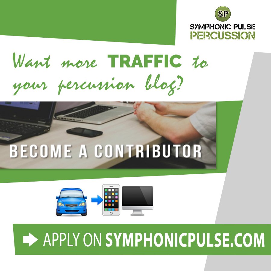 PercussionPulse's tweet photo. Want more traffic to your #percussion blog? 🚘🔜💻 Apply to be an #SPP content contributor: https://t.co/tmYFMI4hWv https://t.co/XDuavJsInV