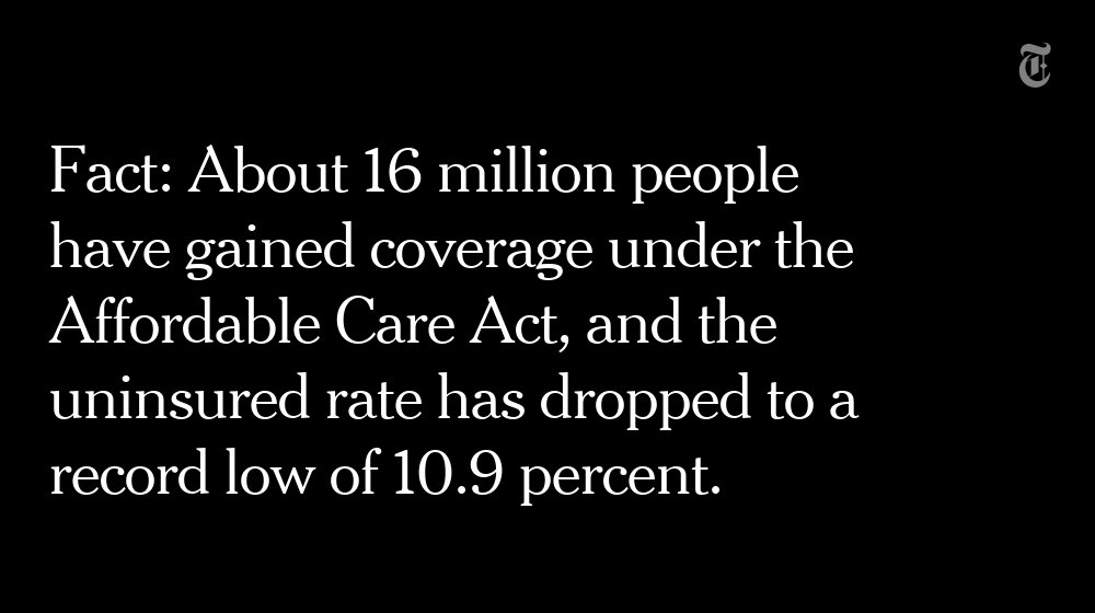 nytimes's tweet photo. Fact check: Trump, at CPAC, said the Affordable Care Act took health care coverage away from people. That is false. https://t.co/Nzt2BHx4ih https://t.co/1MX4veKXQ3