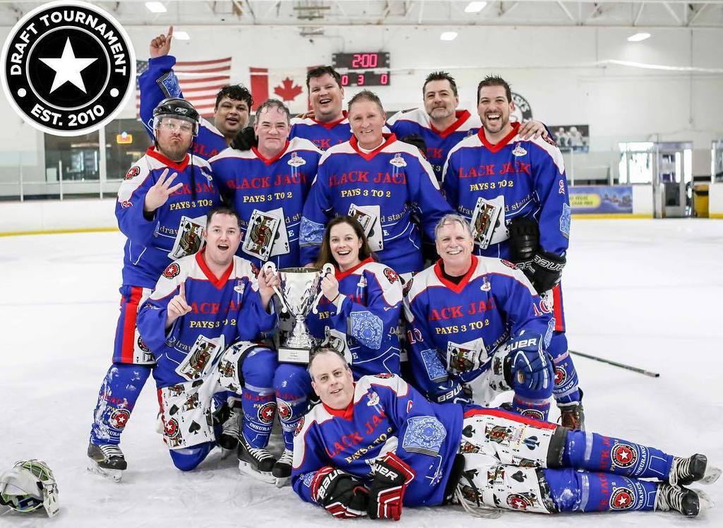 drafttourney's tweet photo. B Champs - Team Blackjack. Check the link in our profile. #Lasvegas #draft #tournament #beerleague #hockey #draftfa… https://t.co/i5XYvdLTgH