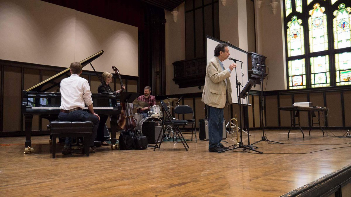 Jazz Fest Workshops today are from 9 a.m. to 4 p.m.
Photo: Claudio Roditi speaks at a workshop. Photo by Alec Sullivan <a href="/hampjazz/">Lionel Hampton Jazz Fest</a> <a href="/uiargonaut/">The Argonaut</a>