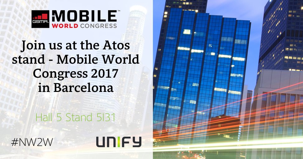 lockalli's tweet photo. Join @Unifyco @Atos and @WorldlineGlobal at #MWC17 next week in Barcelona. Hall 5 Stand 5I31 - https://t.co/VNd3ECHrGC https://t.co/w3U5EmhZED