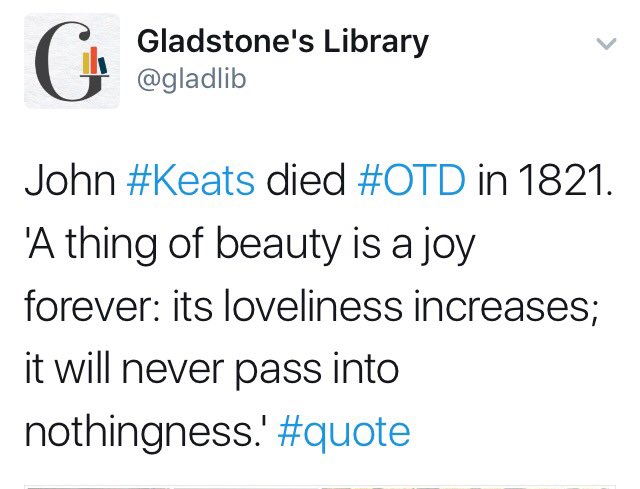 Midaybds's tweet image. I agree Mr Keats. Born this day 2017