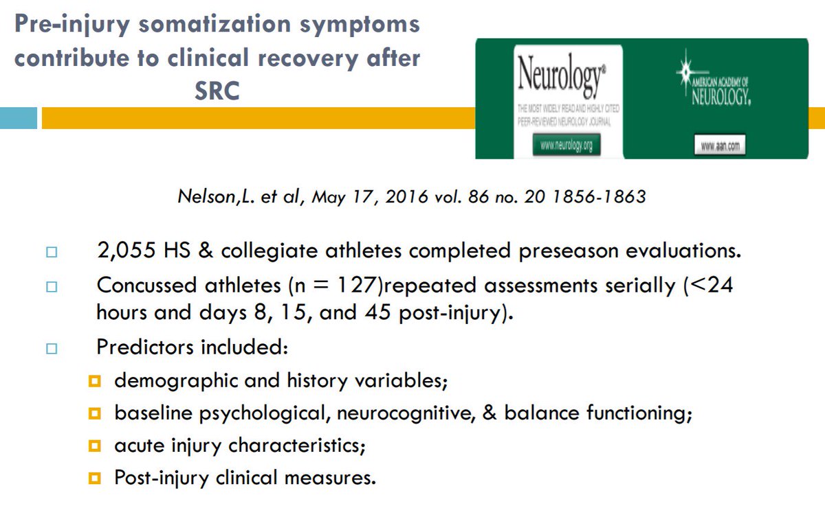 griz1's tweet photo. Premorbid psychological factors predict worse #baseline and #recovery. @DocHerceg @NYULMC @SportsNeuroSoc @AANMember @TheAACN @NANneuropsych https://t.co/5Zr3wFcoWl