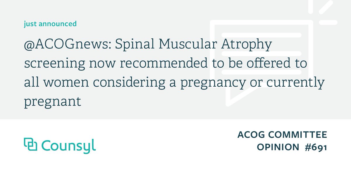 MyrWomensHealth's tweet photo. .@acognews https://t.co/QAmXolDwZ1 #Genetics #SMA https://t.co/Fdcf0bnJ2k