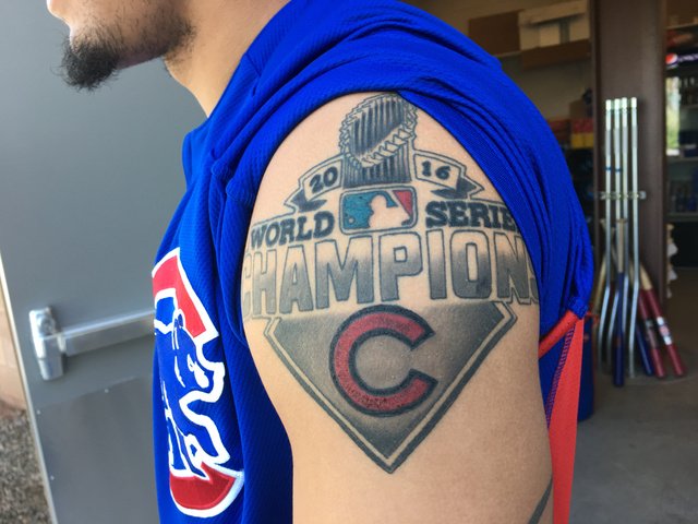 Jesse Rogers on X: Javy Baez shows off his World Series tattoo