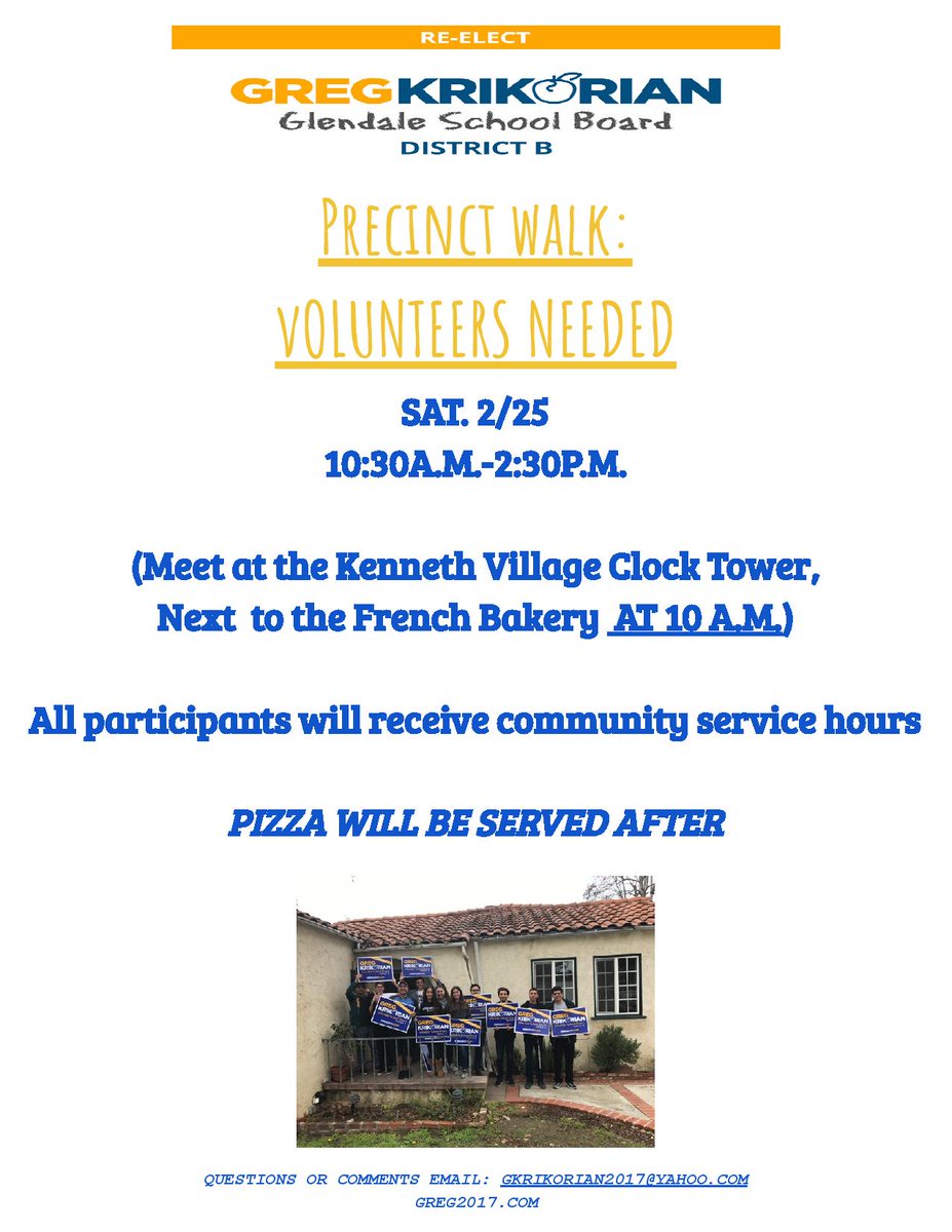 Greg_2017's tweet photo. *VOLUNTEERS NEEDED*

Join us at our precinct walk TMRW at the Kenneth Village clock tower. No later than 10:15. #PickKrik https://t.co/4i59XKVXVo