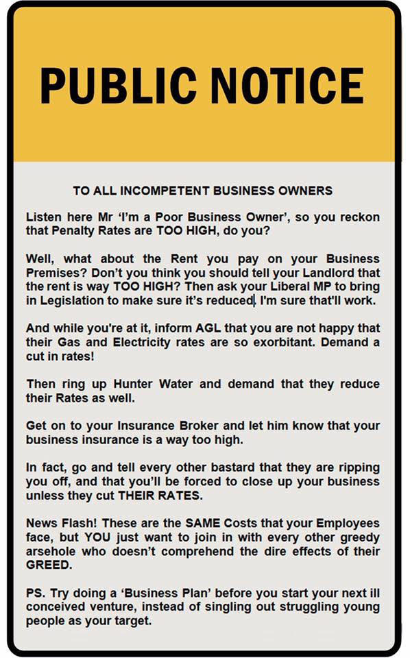 otiose94's tweet photo. #PenaltyRates #IR Public Notice via @Otiose94 https://t.co/AAsdQZNJky https://t.co/1d0spIbQsQ #auspol #ALPCONF