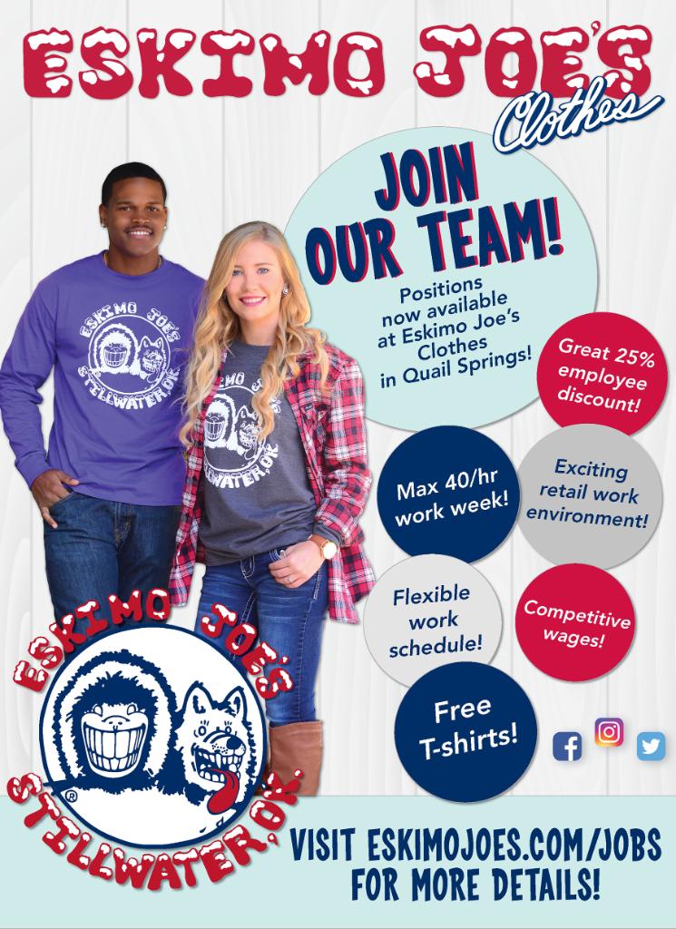 ShopQuailSpring's tweet image. Join the Eskimo Joe's Clothing team at Quail Springs Mall!
