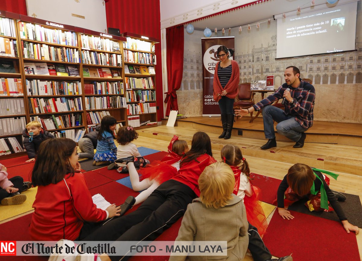 ManuLaya's tweet photo. Gran presentación en @SantosOchoaSal de 'Las aventuras del joven Saturnino Calleja, el rescatacuentos', de @Oscar_Revilla y @mariaipuntodraw https://t.co/YT7MOF6cmW