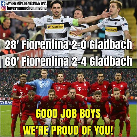 ArenaBayern's tweet photo. Good job Gladbach! 😂😂😍 https://t.co/d4oL79oHn4