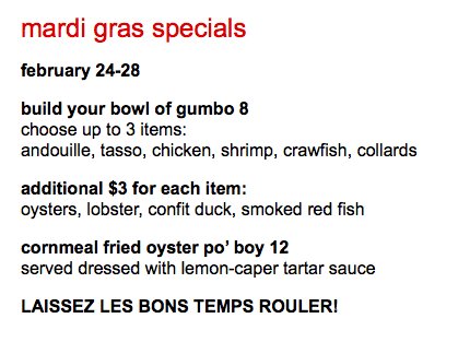 eighty3memphis's tweet photo. Mardi Gras specials now through Fat Tuesday, including build-your-own-gumbo! https://t.co/M1jCvggXQy