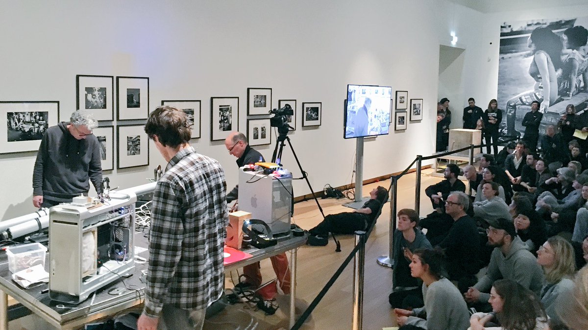 #OHM tweeking some weird machines surrounded by #EdvanderElsken <a href="/SonicActs/">Sonic Acts</a> @Stedelijk #druk