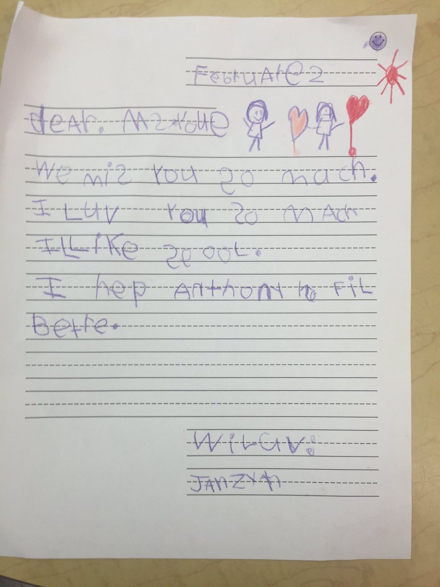 MsZelmans_Class's tweet photo. Loving our letter writing unit - kids are so excited to write letters! especially to our favorite student teacher :) #Lakeland12 #ECE https://t.co/j5MrrnxjtI