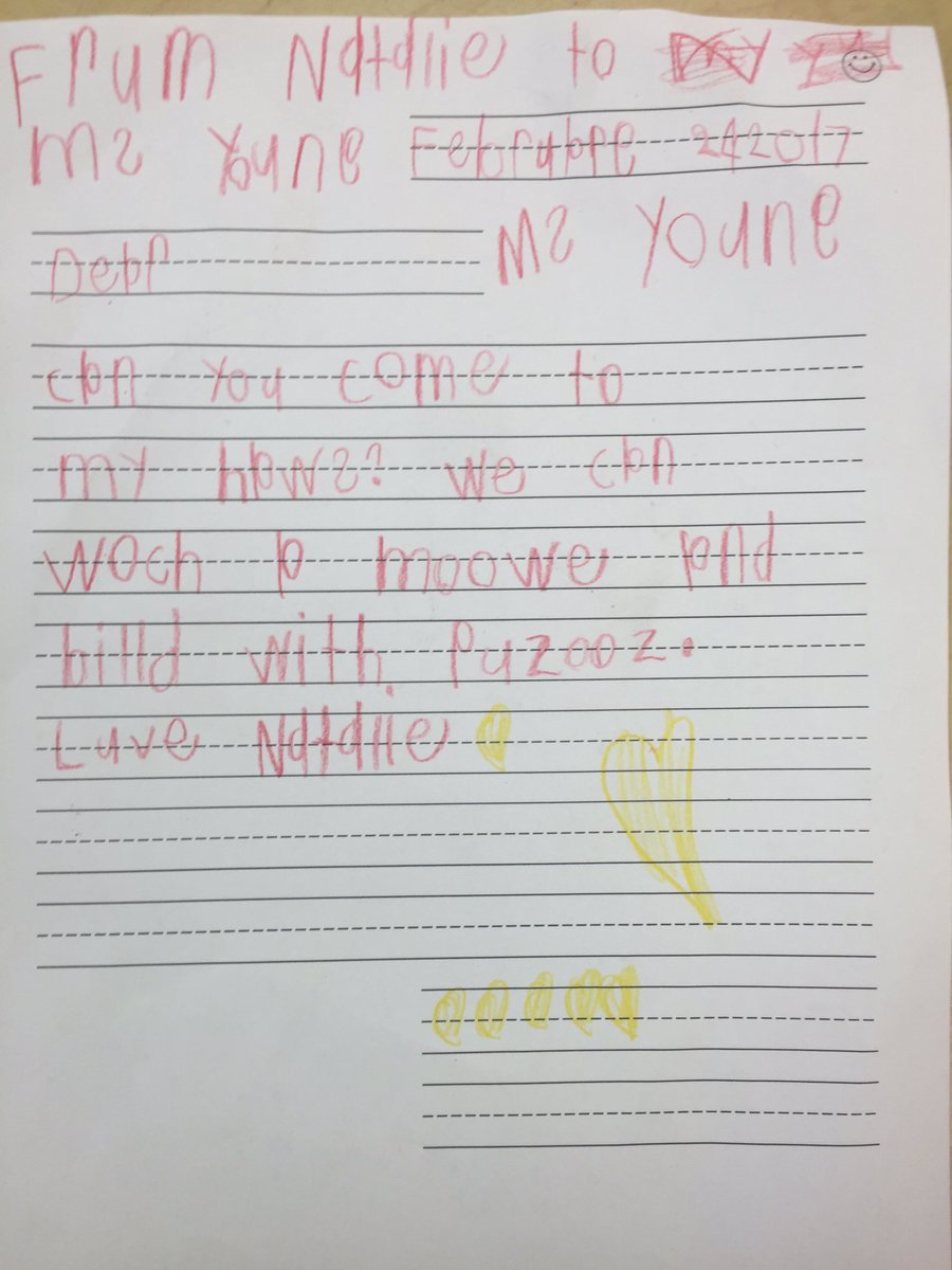 MsZelmans_Class's tweet photo. Loving our letter writing unit - kids are so excited to write letters! especially to our favorite student teacher :) #Lakeland12 #ECE https://t.co/j5MrrnxjtI
