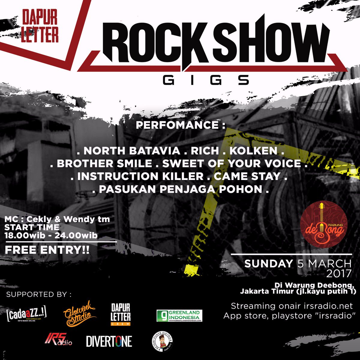 #rockshow #gigs 
<a href="/SeputarEvent/">IG : SeputarEvent</a> <a href="/Eventmagazine/">Eventmagazine</a> @Acara_id <a href="/ACARAJAKARTA/">IG : AcaraJakarta</a> <a href="/cadaazZdotcom/">CadaazZdotcom</a> <a href="/MUSIKINDIE_INDO/">MUSIK INDIENESIA</a> <a href="/CARI_EVENTJKT/">CARI EVENT</a> <a href="/divertonedotcom/">divertone</a>