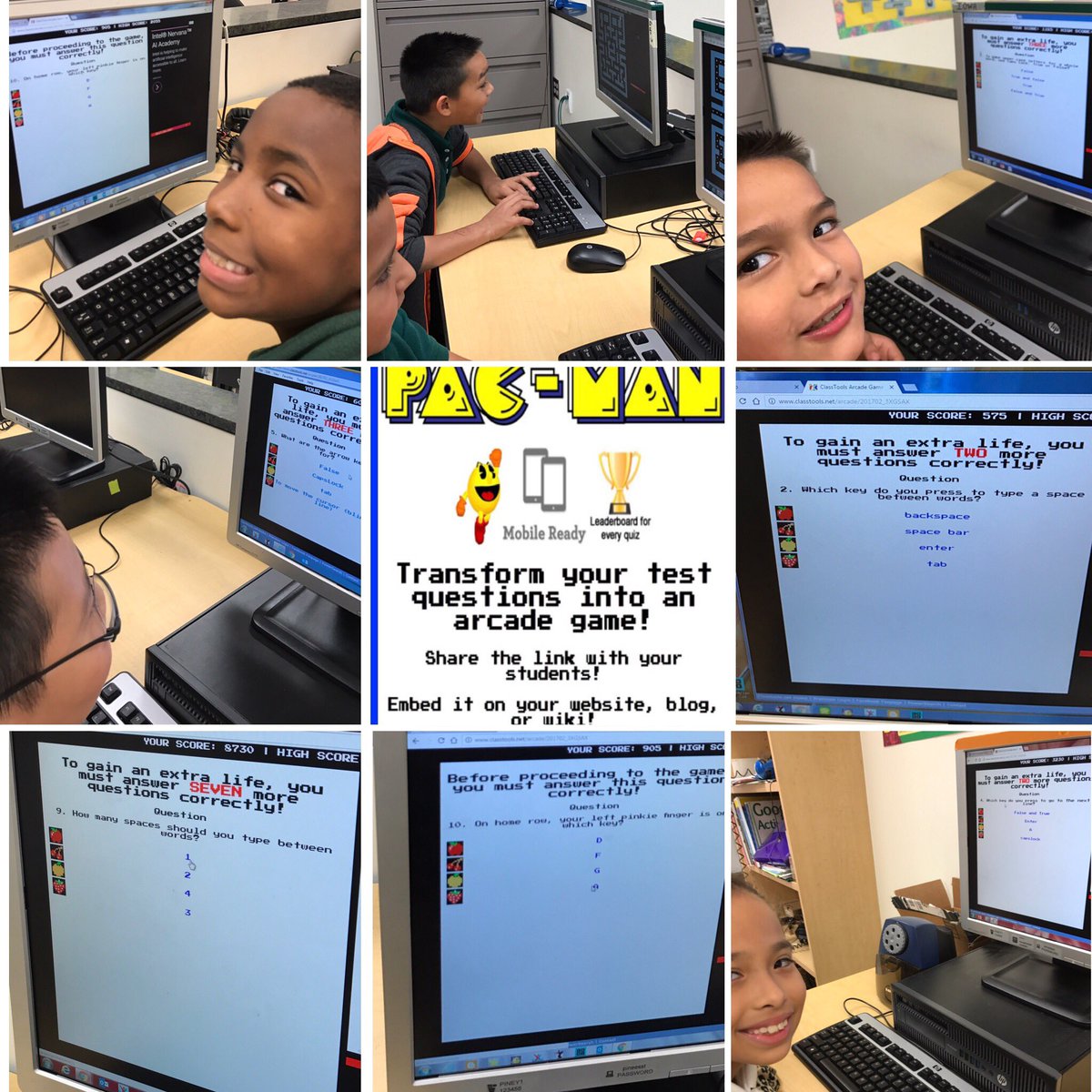CarolKarna's tweet photo. How do @PineyElem 3rd graders take a quiz about technology concepts? By playing PAC-MAN @classtools of course! #FridayFunLearning https://t.co/BGTiDcHi29