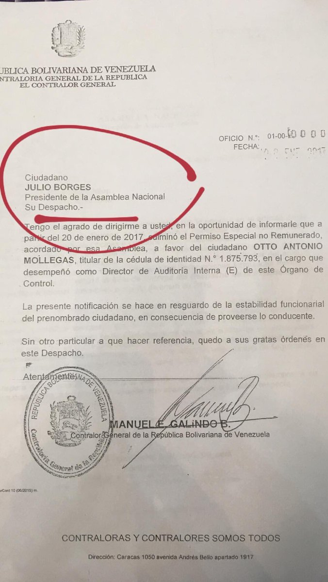 hramosallup's tweet photo. Estos malandros de tanto malandrear se enredan. Según oficio CGR del 20/01 el presidente AN es Julio Borges, y oficio 15/02 dice que soy yo https://t.co/V9IsUjPzzz