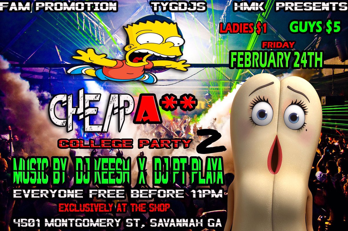 IamPlayBoyB's tweet photo. Back To Back TU !! #CheapA**CollegePARTY 2 !! New Venue Tonight @DJPTPLAYA3 x @CallHimMiami x @KeeshGotHits On The SET https://t.co/0sPxAX63Rm