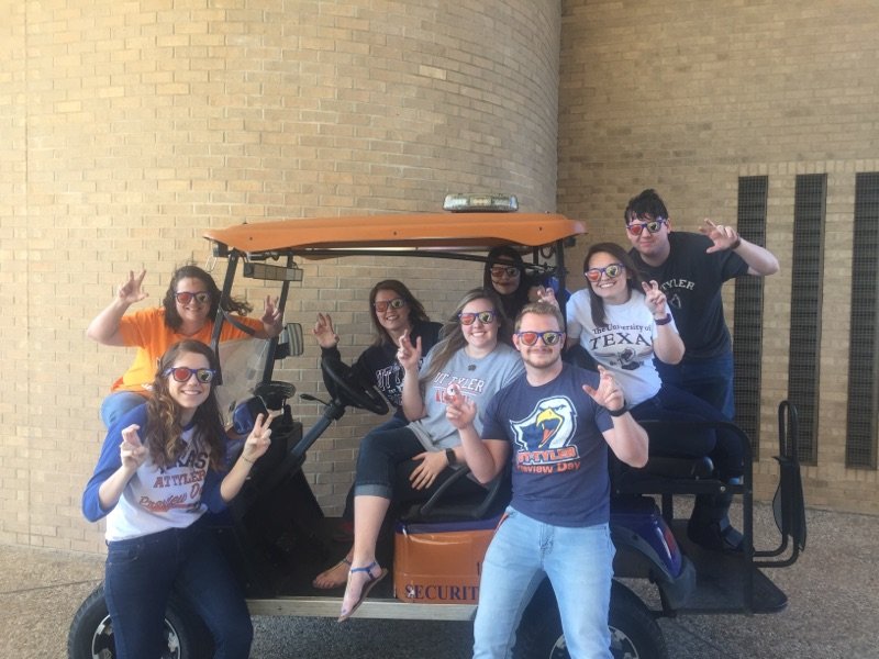 tirwin870's tweet photo. Admissions Dept. sporting our UT Tyler gear. #gearuputtyler https://t.co/Qr9cn9REf4