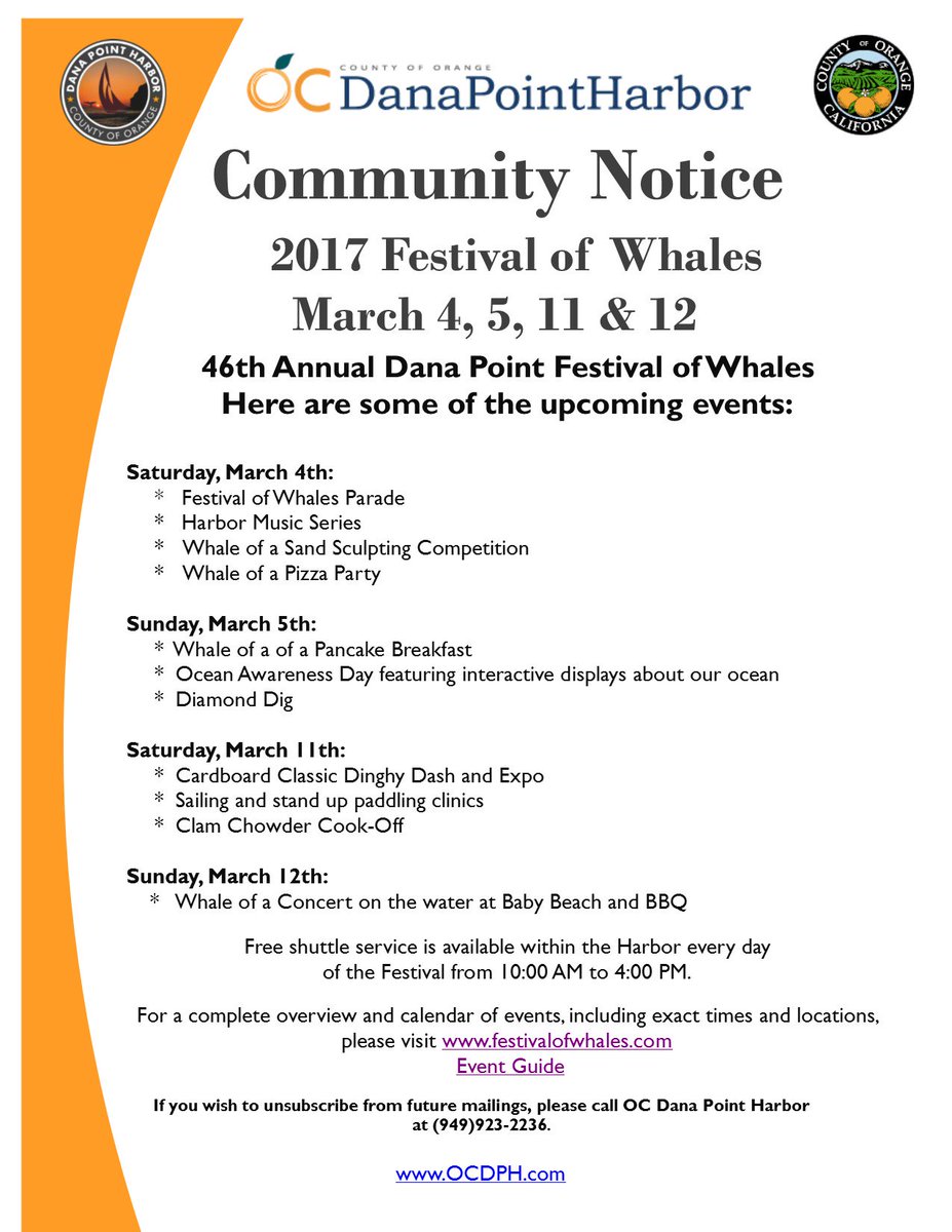 OCDPH's tweet photo. Community Notice - Upcoming Events - 2017 Festival of Whales https://t.co/VNFsk5t4He