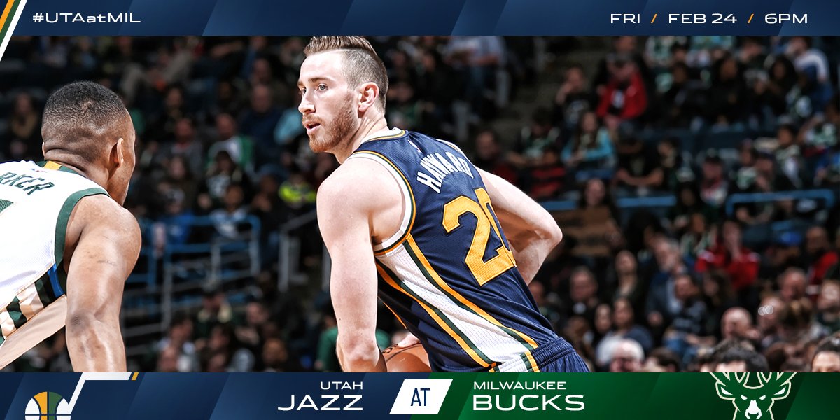 🏀: #UTAaMIL 📺: @ROOTSPORTS_RM 📻: @1280sports ⏰: 6pm MT 📱: Jazz App 🌎: on.nba.com/2jKn99k #TakeNote https://t.co/aQ3rsiulw8