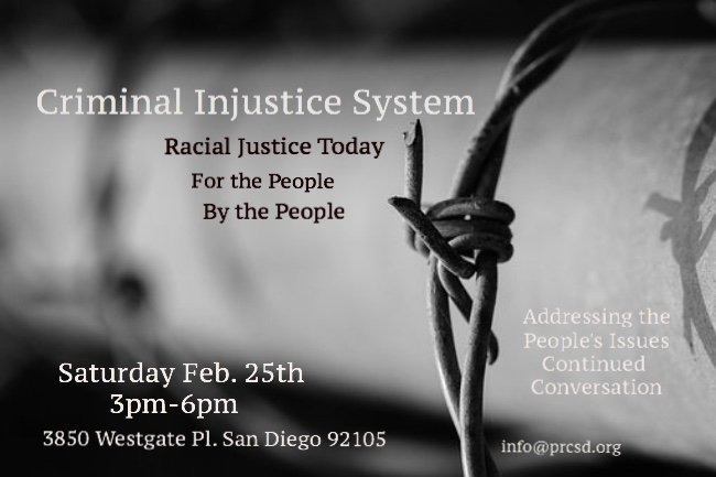 prcsd's tweet photo. Hey San Diego! TOMORROW AT 3PM-- Criminal Injustice System: Racial Justice Today. #InaugurationAddressThePeople. https://t.co/HC1J6Gx4Ub https://t.co/fxtUafikRX