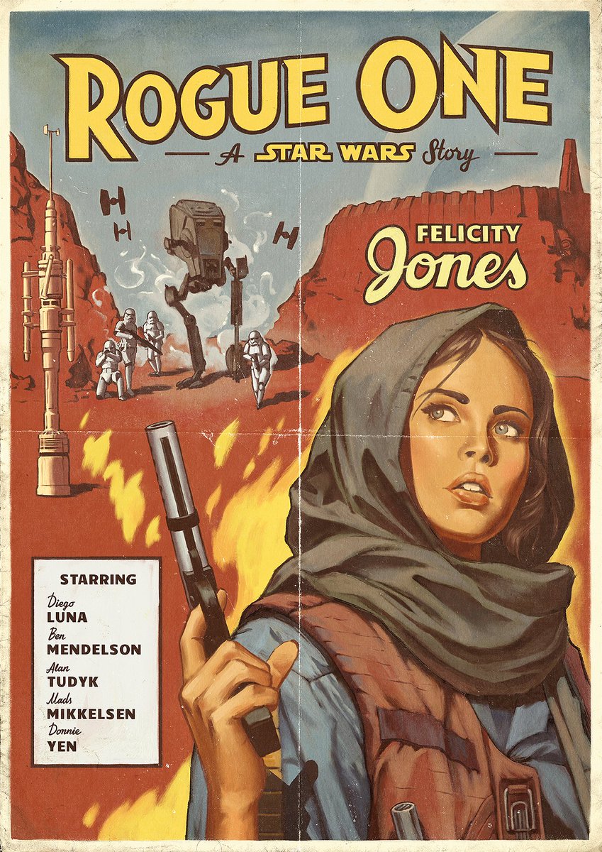 Rebels_TK421's tweet image. Retro style poster art of "Rogue One: A Star Wars Story" by Artist @aliekseikot #StarWars #RogueOne