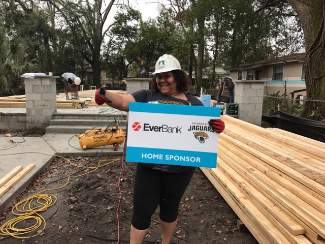 EverBankStadium's tweet photo. .@EverBank and @Jaguars are excited to partner again with @HabiJax and kick off a new home build in 2017. #frameday https://t.co/2C3820wmOE