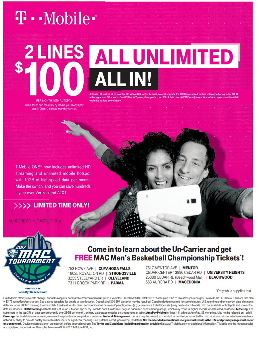 TM0Tang's tweet photo. Come into @TMobile at 7617 Mentor Ave, learn about the #UnCarrier and score a pair of tickets to the @MACSports championship game on 3/11! https://t.co/frE0tU5Jxc