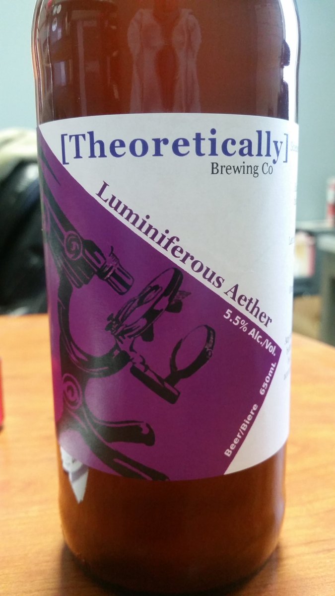 TheoryBrew's tweet photo. Same great beer, brand new look! #yql Luminiferous Aether Pale Ale is back in stock! #delicious #shoplocalyql https://t.co/gWA3r58DXm