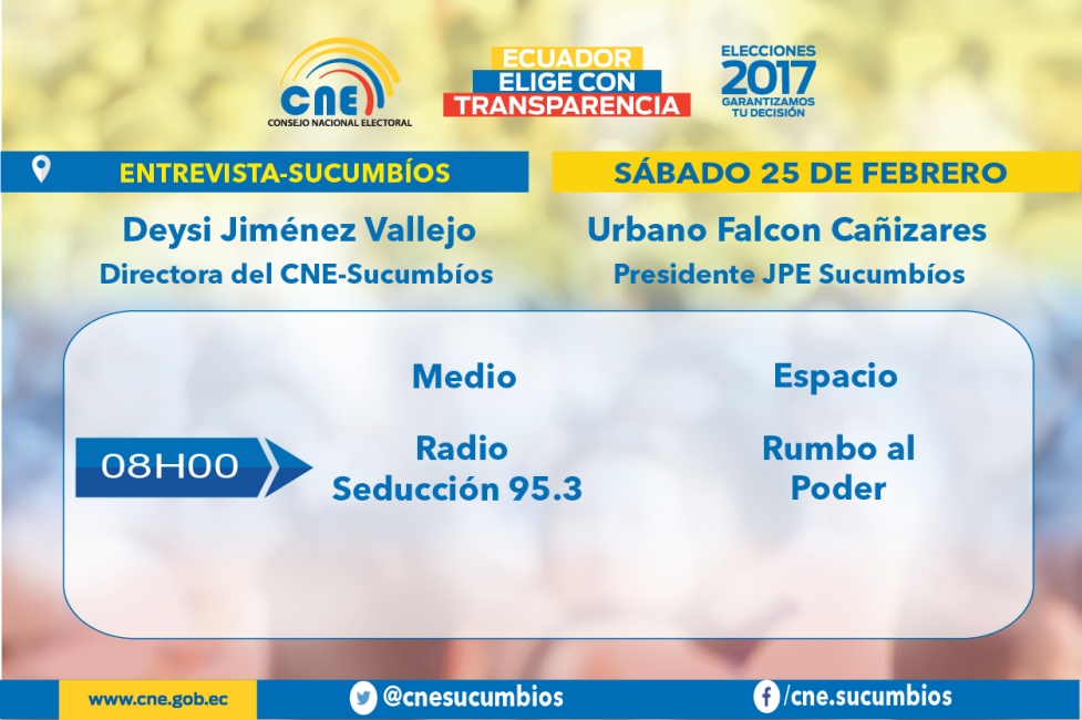 cnesucumbios's tweet image. Mañana en @Radio_Seduccion autoridades electorales darán a conocer temas relacionados al proceso electoral. #CNETrabajoYCompromiso