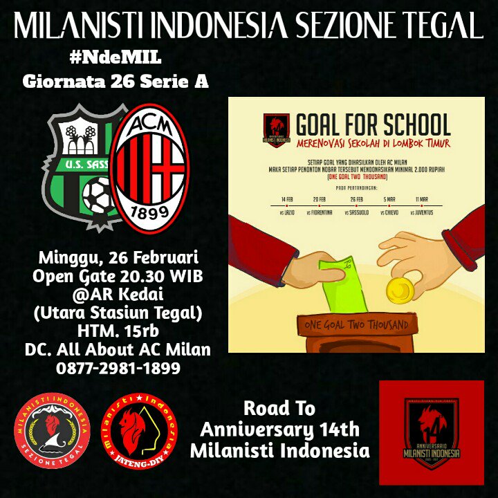 MIsezTEGAL's tweet photo. #Tegal #NdeMIL #SassuoloMilan Ramaikan..!!!
@MilanistiOrId @MI_JatengDIY #ForzaMilan #OneGoalTwoThousand https://t.co/NA6AM8QxXa