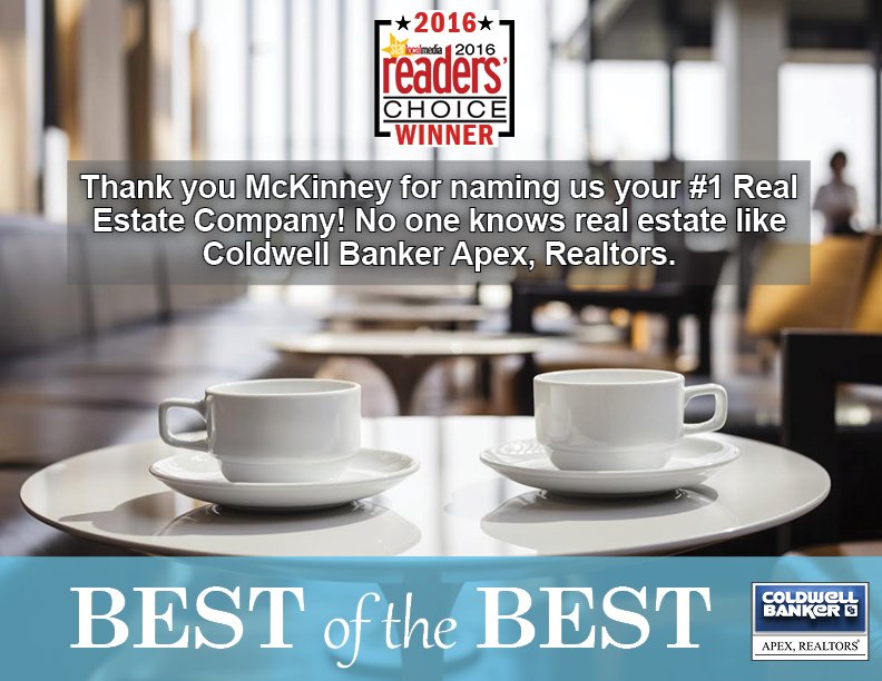 Cbapex's tweet photo. Reader's Choice #1 Real Estate Company in McKinney! 😄 https://t.co/99kTfZoOWI