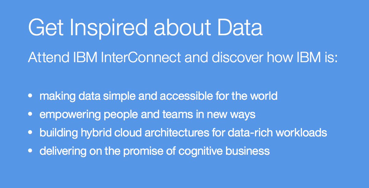 IBMData's tweet photo. #IBMInterconnect is coming! 
Learn why you should be there: https://t.co/e3gaNEEFjd 
#BigData #Analytics https://t.co/bYgC1Ga4n6