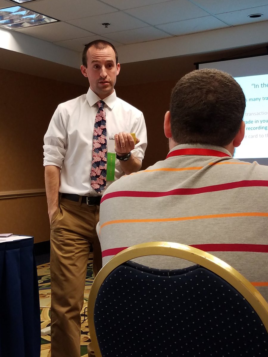 BeckyReedDE's tweet photo. "Mr. Swiz" making a deal for computer chips. @SwizSocStudies #WeAreRedClay #MSCSS2017 #DESocStRules https://t.co/uGpt23ID4A
