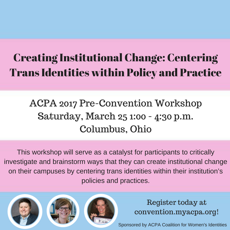 transauthor's tweet image. Learn how to address the govt's attack on trans student rights at ACPA. #ACPA17 #protecttranskids