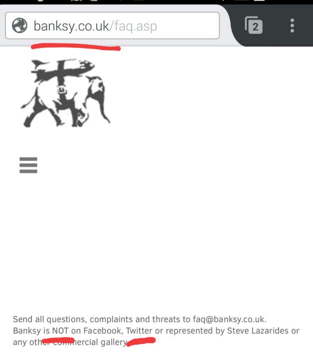screen shot of banksy' site