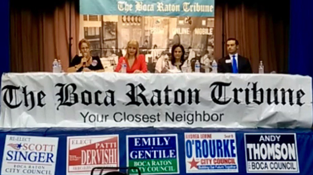 BocaTweeter's tweet photo. @bocatribune hosts voters forum for @CityBocaRaton Council candidates at #WayneBartonStudyCenter #EducatedVoters https://t.co/3jJbHoUgOv