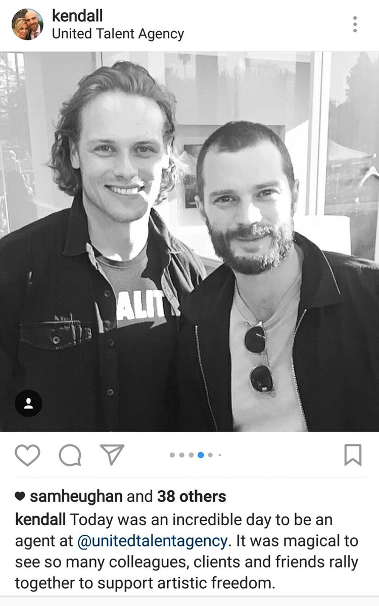 Posting this <a href="/SamHeughan/">Sam Heughan</a> pic again to add that Jamie Dornan is with him! 😍😍Swipe first pic to see it <a href="/UnitedVoices_/">United Voices</a> 
instagram.com/p/BQ6zWOTFZ0o/