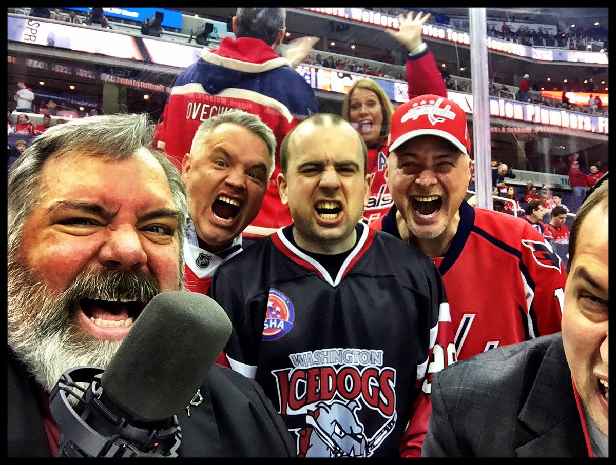 WesJohnsonVoice's tweet photo. GAMEFACE! w/ @bobinarlington @ByronHudtloff #CapsHIFE SamSmith & BoeingHero Cpl JoeSanford #CapsOilers https://t.co/PClakbcNOX